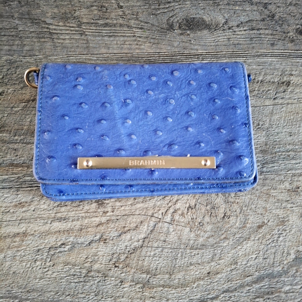 Brahmin Royal Blue Textured Wallet Os Brahmin